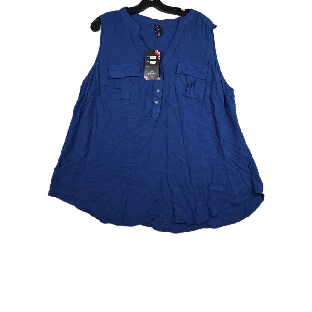 Sacred Threads Women's One‎ Size Blue V Neck Blouse Pockets New